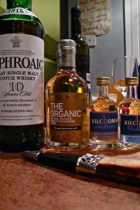 Four Islay malt whiskies